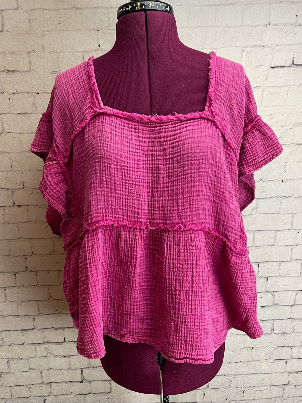 Daily practice by Anthropologie size large gauzy ruffled top pink
